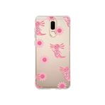 Multitronic Huawei Mate 10 Lite ile Uyumlu Pembe Aksolotl Desenli Şeffaf Telefon Kılıfı