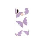 Multitronic Huawei P20 Lite ile Uyumlu Mor Kelebek Desenli Şeffaf Telefon Kılıfı