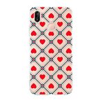 Multitronic Huawei P20 Lite ile Uyumlu Retro Kırmızı Kalp Desenli Şeffaf Telefon Kılıfı