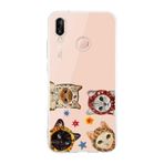 Multitronic Huawei P20 Lite ile Uyumlu Sevimli Kediler Desenli Şeffaf Telefon Kılıfı