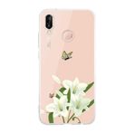 Multitronic Huawei P20 Lite Uyumlu Beyaz Zambak Desenli Şeffaf Telefon Kılıfı