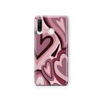 Multitronic Huawei P30 Lite ile Uyumlu Bordo Kalp Desenli Şeffaf Telefon Kılıfı