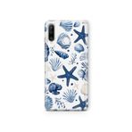 Multitronic Huawei P30 Lite ile Uyumlu Deniz Yıldızı ve Kabuklar Desenli Şeffaf Telefon Kılıfı