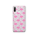 Multitronic Huawei P30 Lite ile Uyumlu Flamingo Desenli Şeffaf Telefon Kılıfı