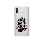 Multitronic Huawei P30 Lite ile Uyumlu Kinda Sweet Kinda Wild Desenli Şeffaf Telefon Kılıfı