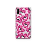 Multitronic Huawei P30 Lite ile Uyumlu Pembe Kalp Göz Desenli Şeffaf Telefon Kılıfı