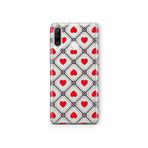 Multitronic Huawei P30 Lite ile Uyumlu Retro Kırmızı Kalp Desenli Şeffaf Telefon Kılıfı