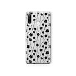 Multitronic Huawei P30 Lite ile Uyumlu Siyah Çiçek Desenli Şeffaf Telefon Kılıfı