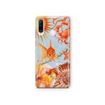 Multitronic Huawei P30 Lite ile Uyumlu Turuncu Balık Desenli Şeffaf Telefon Kılıfı