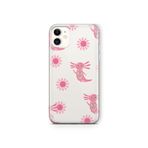 Multitronic iPhone 11 ile Uyumlu Pembe Aksolotl Desenli Şeffaf Telefon Kılıfı