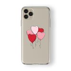 Multitronic iPhone 11 Pro Max ile Uyumlu Kalp Balon Tasarım Baskılı Şeffaf Kılıf