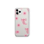 Multitronic iPhone 11 Pro Max ile Uyumlu Pembe Aksolotl Desenli Şeffaf Telefon Kılıfı