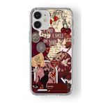 Multitronic iPhone 12 Mini Uyumlu Dark Red Kolaj Tasarım Baskılı Şeffaf Kılıf