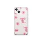 Multitronic iPhone 13 Mini ile Uyumlu Pembe Aksolotl Desenli Şeffaf Telefon Kılıfı