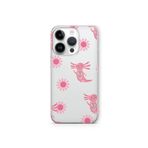 Multitronic iPhone 13 Pro Max ile Uyumlu Pembe Aksolotl Desenli Şeffaf Telefon Kılıfı