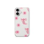 Multitronic iPhone 16 ile Uyumlu Pembe Aksolotl Desenli Şeffaf Telefon Kılıfı