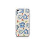 Multitronic iPhone 6 / 6s ile Uyumlu Mavi Yağlı Boya Çiçek Desenli Şeffaf Telefon Kılıfı