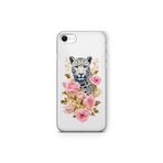 Multitronic iPhone 6 Plus ve 6s Plus ile Uyumlu Leopar ve Pembe Gül Desenli Şeffaf Telefon Kılıfı