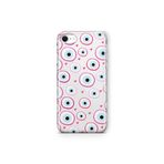 Multitronic iPhone 6 Plus ve 6s Plus ile Uyumlu Pembe Nazar Boncuğu Desenli Şeffaf Telefon Kılıfı