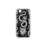 Multitronic iPhone 6 Plus ve 6s Plus ile Uyumlu Siyah Gül ve Yılan Desenli Şeffaf Telefon Kılıfı