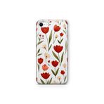 Multitronic iPhone 6 Plus ve iPhone 6s Plus ile Uyumlu, Kırmızı Lale Desenli, Şeffaf Telefon Kılıfı