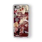 Multitronic iPhone 6 ve 6s Uyumlu Dark Red Kolaj Tasarım Baskılı Şeffaf Kılıf