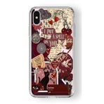 Multitronic iPhone X ve Xs Uyumlu Dark Red Kolaj Tasarım Baskılı Şeffaf Kılıf