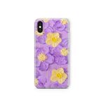 Multitronic iPhone Xs Max ile Uyumlu Mor Sarı Çiçek Desenli Şeffaf Telefon Kılıfı