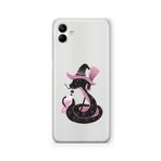 Multitronic Samsung Galaxy A04 ile Uyumlu Pembe Yılan Tasarım Baskılı Şeffaf Kılıf