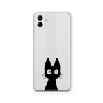 Multitronic Samsung Galaxy A04 ile Uyumlu Siyah Kedi Tasarım Baskılı Şeffaf Kılıf, laroa04090