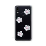 Multitronic Samsung Galaxy A10s ile Uyumlu Beyaz Çiçek Tasarım Baskılı Şeffaf Kılıf