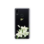 Multitronic Samsung Galaxy A10s ile Uyumlu Beyaz Zambak Desenli Şeffaf Telefon Kılıfı