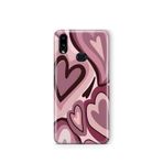 Multitronic Samsung Galaxy A10s ile Uyumlu Bordo Kalp Desenli Şeffaf Telefon Kılıfı