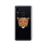 Multitronic Samsung Galaxy A10s ile Uyumlu Gözlüklü Leopar Tasarım Baskılı Şeffaf Kılıf