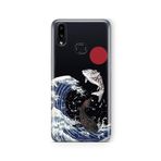 Multitronic Samsung Galaxy A10s ile Uyumlu Japon Balıkları Tasarım Baskılı Şeffaf Kılıf