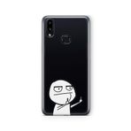 Multitronic Samsung Galaxy A10s ile Uyumlu Karton Adam Tasarım Baskılı Şeffaf Kılıf