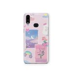 Multitronic Samsung Galaxy A10s ile Uyumlu Pastel Çiçekli Ay ve Gökkuşağı Desenli Şeffaf Telefon Kılıfı