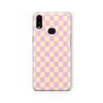 Multitronic Samsung Galaxy A10s ile Uyumlu Pembe Sarı Kare Desen Tasarım Baskılı Şeffaf Kılıf