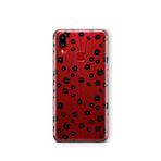 Multitronic Samsung Galaxy A10s ile Uyumlu, Siyah Çiçek Desenli, Şeffaf Telefon Kılıfı