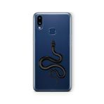 Multitronic Samsung Galaxy A10s ile Uyumlu Siyah Yılan Tasarım Baskılı Şeffaf Kılıf