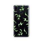 Multitronic Samsung Galaxy A10s ile Uyumlu Yeşil Alev Tasarım Baskılı Şeffaf Kılıf