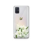 Multitronic Samsung Galaxy M31S ile Uyumlu, Beyaz Zambak Desenli, Şeffaf Telefon Kılıfı