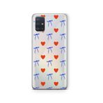 Multitronic Samsung Galaxy M31S ile Uyumlu Kalp ve Kurdele Desenli Şeffaf Telefon Kılıfı