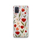 Multitronic Samsung Galaxy M31S ile Uyumlu Kırmızı Lale Desenli Şeffaf Telefon Kılıfı