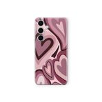 Multitronic Samsung Galaxy M34 5G ile Uyumlu, Bordo Kalp Desenli, Şeffaf Telefon Kılıfı