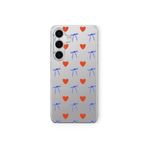 Multitronic Samsung Galaxy M34 5G ile Uyumlu Kalp ve Kurdele Desenli Şeffaf Telefon Kılıfı
