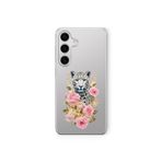 Multitronic Samsung Galaxy M34 5G ile Uyumlu Leopar ve Pembe Gül Desenli Şeffaf Telefon Kılıfı