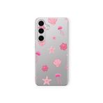 Multitronic Samsung Galaxy M34 5G ile Uyumlu, Pembe Deniz Tema Desenli, Şeffaf Telefon Kılıfı
