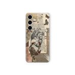 Multitronic Samsung Galaxy M34 5G ile Uyumlu Vintage İskelet ve Kelebek Desenli Şeffaf Telefon Kılıfı