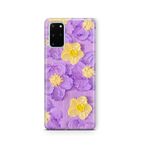 Multitronic Samsung Galaxy S20 Plus ile Uyumlu Mor Sarı Çiçek Desenli Şeffaf Telefon Kılıfı